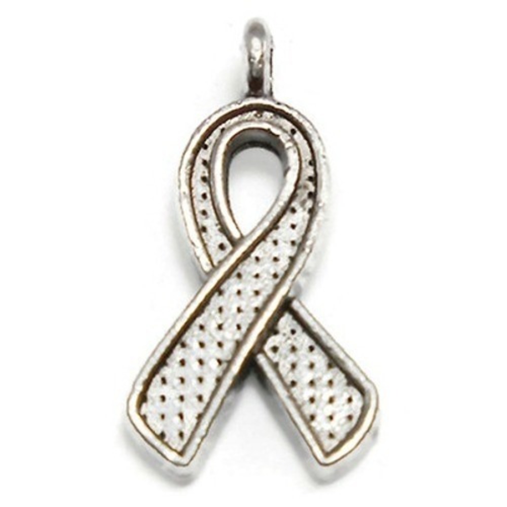 10pcs Awareness Ribbon Charms silver‎ tone